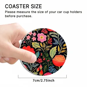 Round car cup coaster floral pattern anti-slip silicone drink holder mat 7cm diameter