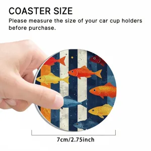 Sottobicchiere per auto rotondo con motivo di pesce colorato, tappetino isolante 7cm