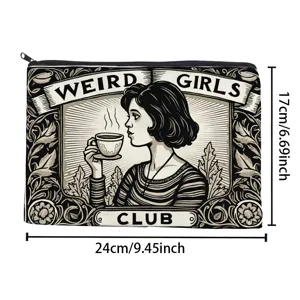 Canvas zipper pouch vintage coffee girl aesthetic makeup bag large capacity portable organizer