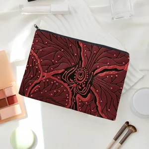 Stylish canvas cosmetic bag with botanical print, portable makeup pouch for daily use.