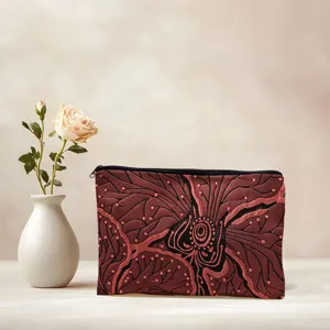 Canvas cosmetic bag portable travel makeup pouch stylish botanical pattern zipper closure