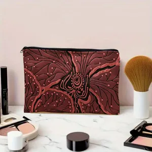 Canvas cosmetic bag featuring botanical print portable makeup storage pouch for travel