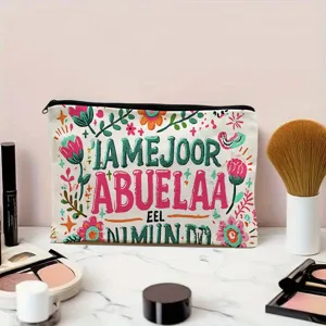 Canvas floral makeup bag travel cosmetic pouch portable zipper organizer for women daily use
