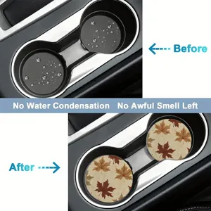 Car cup coasters silicone anti-slip mats maple leaf pattern auto interior accessories 2pcs