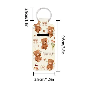 Cute Angel Bear Neoprene Lipstick Holder Keychain Portable Mini Cosmetic Pouch Bag Charm