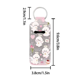 Neoprene lipstick holder keychain with cute angel dog print portable makeup bag charm
