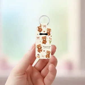 Neoprene lipstick holder keychain cute cartoon bear portable makeup bag accessory