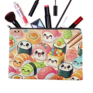 Niedliche Sushi Print Kosmetiktasche tragbare Reise Make-up Tasche mit Reißverschluss.