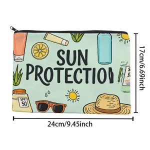Canvas Reise Kosmetiktasche mit sommerlichem Sonnenschutz Print, tragbare Make-up Tasche.