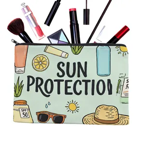 Segeltuch Kosmetiktasche mit Sonnenschutz Cartoon Druck und praktischem Reißverschluss Reise.