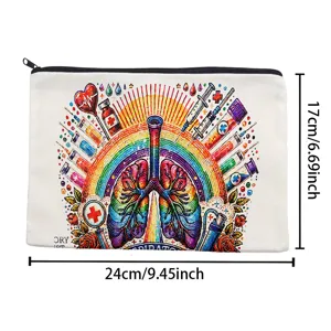 Borsa per trucco in tela astuccio con design medico polmoni arcobaleno organizzatore cosmetico
