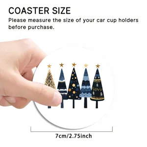 Posavasos de coche de Navidad redondo alfombrilla de taza festivo árbol 7cm nuevo
