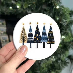 Posavasos redondo de navidad absorbente para decoración de mesa de fiesta navideña 10cm