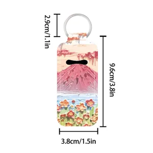 Oil painting style lipstick holder keychain, creative portable protective cover for bags and keys.