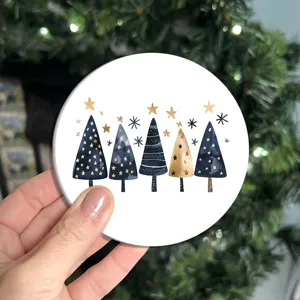 Posavasos redondo de arbol de navidad decoracion de mesa festiva taza de cafe
