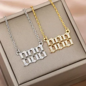 Fashion luxury angel number rhinestone necklace, exquisite crystal pendant gift for women.