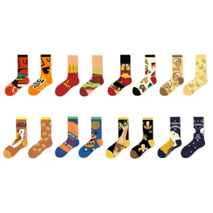 Niedliche lustige Fast Food Bier Druck Baumwolle Socken Damen Freizeit Socken Paar.