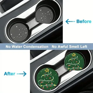 Car diatomaceous earth Christmas cup coaster, absorbent anti-slip coaster for auto cup holder.