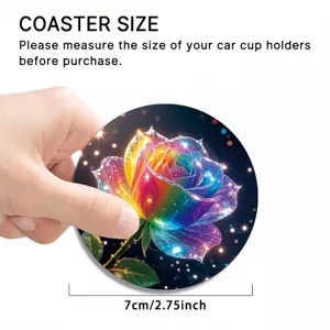 Rainbow rose car coaster 7cm silicone cup holder mat for auto interior decor accessories