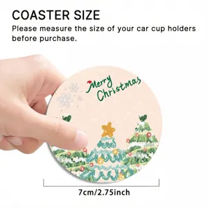 Christmas car coaster 7cm diatomite cute cartoon tree cup holder mat absorbent coaster