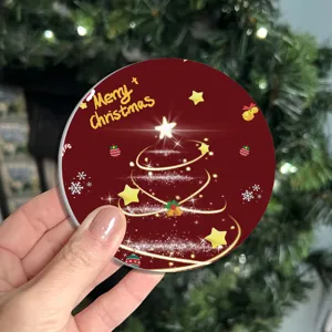 Christmas diatomite absorbent drink coaster holiday table mat heat resistant cup pad decor