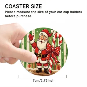Christmas Santa Claus car coaster 7cm anti-slip heat resistant cup mat for auto interior