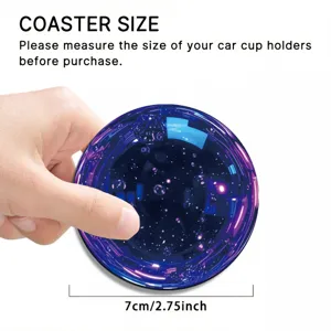 Car cup holder coaster, 7cm 2.75inch round blue galaxy space pattern silicone coaster for auto.