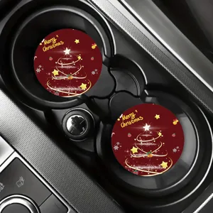 Christmas diatomite car cup holder absorbent coasters festive tree pattern home decor table mat