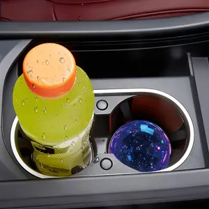 Silicone car cup coaster with dreamy butterfly time gem pattern, anti-slip auto holder mat.
