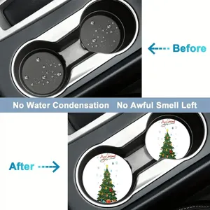 Car cup holder coasters diatomite absorbent Christmas tree design anti-slip pads auto accessories