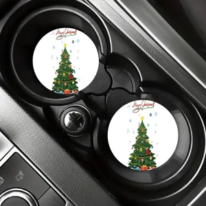 Christmas car cup coasters set, absorbent diatomaceous earth auto cup holder mats new
