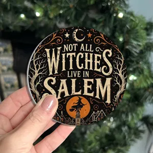 Halloween silicone coaster round heat resistant coffee cup mat witch spooky party home table decor
