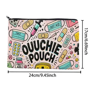 Niedliche Cartoon-Medizinmuster Reißverschluss Make-up Tasche tragbare Kosmetiktasche
