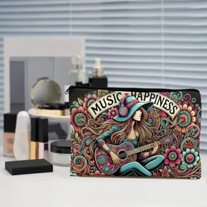 Colorful letter print zipper cosmetic bag, fashion boho style makeup pouch and pencil case.
