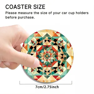 Universal car cup coaster round geometric pattern anti-slip auto drink holder mat 7cm