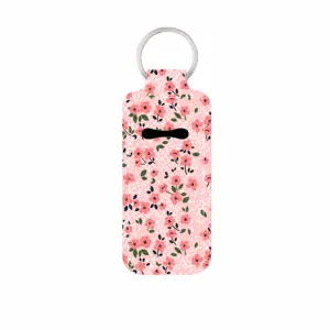 Floral Lip Balm Holder Keychain Portable Lipstick Pouch Size Specification Diagram