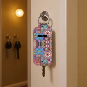 Bohemian mandala pattern neoprene key cover sleeve stylish keychain holder bag pendant