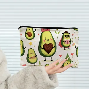 Cute cartoon avocado makeup bag travel zipper pouch lovely multi-functional storage clutch.