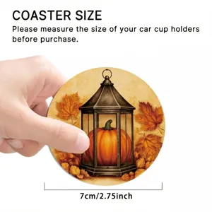 Halloween pumpkin lantern round coaster 7cm autumn style cup mat for table decor home kitchen
