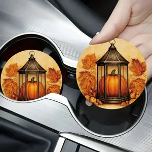 Autumn pumpkin lantern car coaster silicone cup holder mat non-slip auto interior accessory