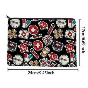 Medizinischer Druck Leinwand Kosmetiktasche Reise Make Up Etui tragbare Reissverschluss Tasche