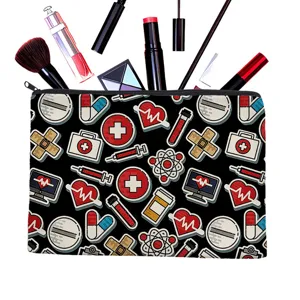 Medizinische wissenschaft bedruckte kosmetiktasche langlebige make-up tasche mit zubehoer