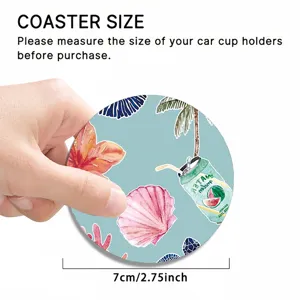 Waterproof silicone car coaster with cute watercolor tropical animal pattern, 7cm size.