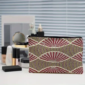Handcrafted diamond painting cosmetic bag detail, sparkly beaded clutch pouch display.