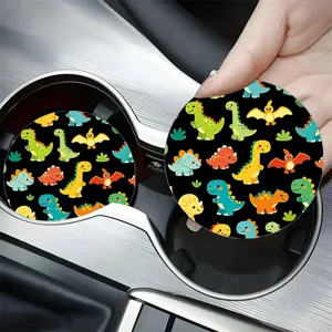 Sottobicchiere per portabicchieri auto con dinosauro, tappetino in acrilico antiscivolo.