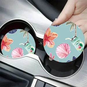 Watercolor Animal Pattern Silicone Car Coaster Non-Slip Absorbent Beverage Mat For Car Cup Holder Home Coffee Cup Decoration