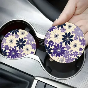 Silicone Car Coaster Absorbent Non-Slip Cup Holder Mat Waterproof Heat Insulation Auto Interior Accessories Flower Nativity Dolphin Dumbbell Print