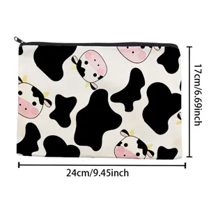 Süße schwarz-weiße Kuh-Print Kosmetiktasche mit Reißverschluss, langlebige Reise-Tasche