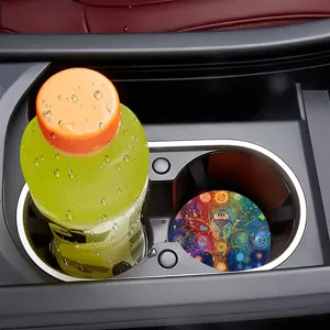 Colorful owl tree car coaster silicone non-slip cup holder mat auto interior accessory