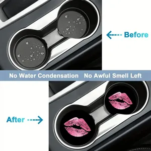 Universal car cup coasters non-slip absorbent silicone insert mat for auto interior 2pcs